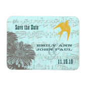 Musical Gerber Daisy Gold Love Bird Save the Date Magneet (Horizontaal)