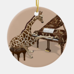 Musical Giraffe Plays Grand Piano Keramisch Ornament