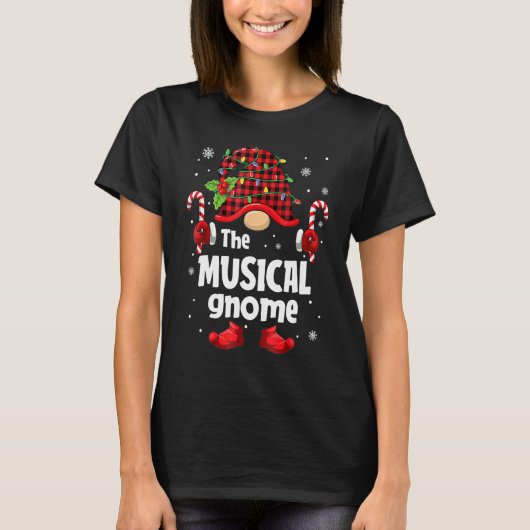 Musical Gnome Buffalo Pset kerstboomfamilie T-shirt (Voorkant)