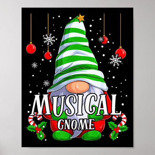 Musical Gnome Christmas Pajamas Matching Family Gr Poster (Voorkant)