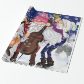 Musical Gnomes Christmas Wrapping Paper Cadeaupapier (Uitgerold)