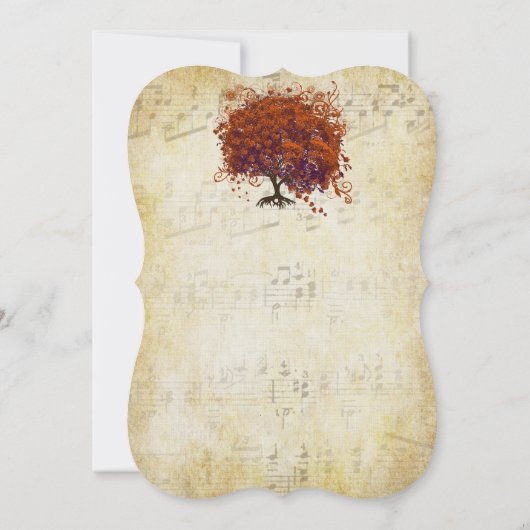 Musical Gold Coral Paars Kiss Heart Leaf Tree Kaart (Achterkant)