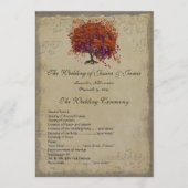 Musical Gold Dark Coral Heart Tree Weddenprogramma Programmakaart (Voorkant)
