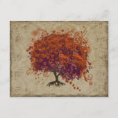 Musical Gold Dark Oranje Plum Heart Leaf Tree Informatiekaartje (Achterkant)