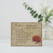 Musical Gold Dark Oranje Plum Heart Leaf Tree Informatiekaartje (Staand voorkant)