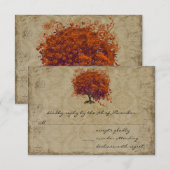 Musical Gold Dark Oranje Plum Heart Leaf Tree RSVP Kaartje (Voorkant / Achterkant)