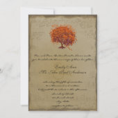 Musical Gold Oranje Plum Heart Leaf Tree Weddings Kaart (Voorkant)