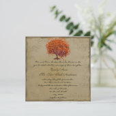 Musical Gold Oranje Plum Heart Leaf Tree Weddings Kaart (Staand voorkant)