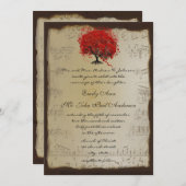 Musical Gold Oranje Plum Heart Leaf Tree Weddings Kaart (Voorkant / Achterkant)