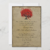 Musical Gold Red Heart Tree Wedding Invite Kaart (Voorkant)