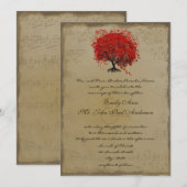 Musical Gold Red Heart Tree Wedding Invite Kaart (Voorkant / Achterkant)