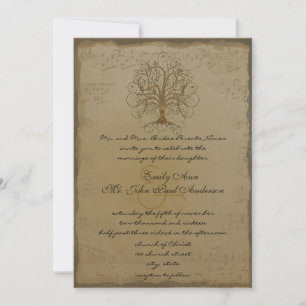 Musical Gold Swirl Tree Weddenschap Kaart