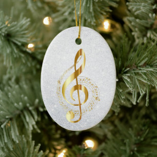 Musical Golden Notes Ceramic Ornament
