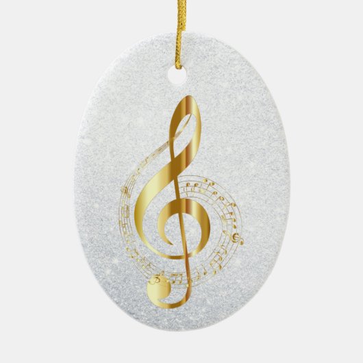 Musical Golden Notes Ceramic Ornament (Voorkant)