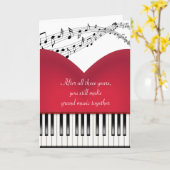 Musical Grand Piano Heart voor Jubileum Kaart (Gele Bloem)