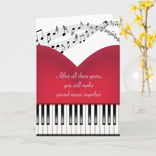 Musical Grand Piano Heart voor Jubileum Kaart (Gele Bloem)