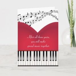 Musical Grand Piano Heart voor Jubileum Kaart