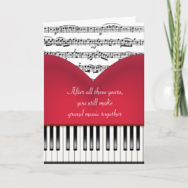 Musical Grand Piano Heart voor Jubileum Kaart