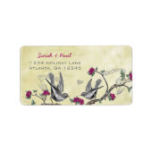 Musical Gray Birds Raspberry Branch Labels (Voorkant)