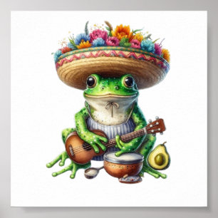Musical Green Frog Poster