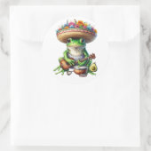 Musical Green Frog Ronde Sticker (Tas)