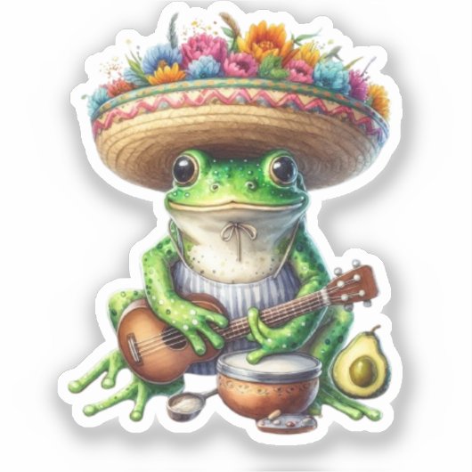 Musical Green Frog Sticker (Voorkant)