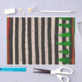 Musical Green Kerstbomen Black Stripes Tissuepapier (Craft)
