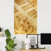 MUSICAL GRUNGE NOTES PIANO ACHTERGRONDEN FAILLIST  POSTER (Thuiskantoor)