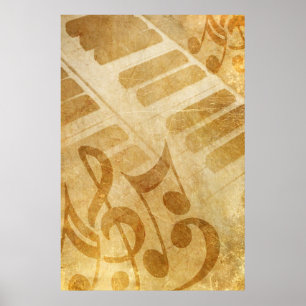 MUSICAL GRUNGE NOTES PIANO ACHTERGRONDEN FAILLIST  POSTER