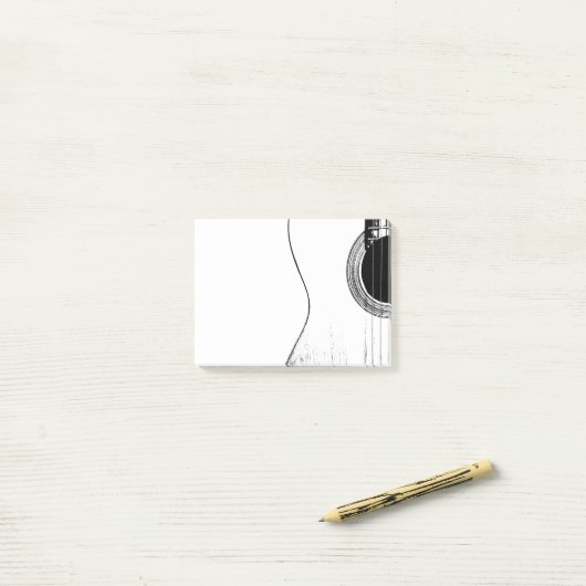 Musical Guitar Black en White Post-it® Notes (Op bureau)
