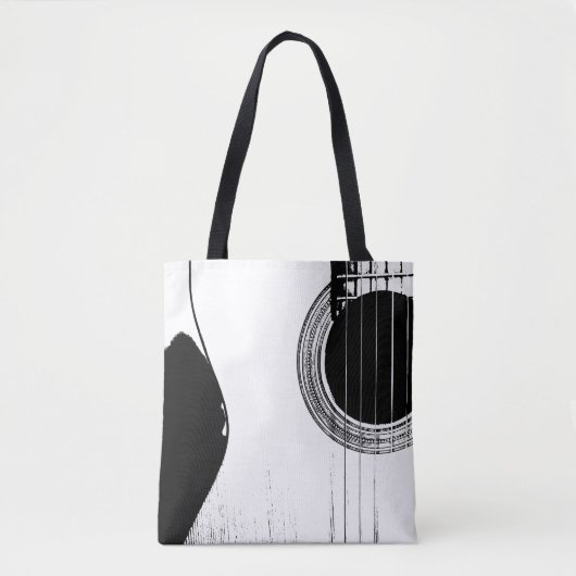 Musical Guitar Black White Abstract Tote Bag (Voorkant)