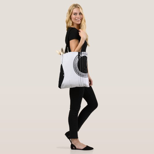 Musical Guitar Black White Abstract Tote Bag (Op model)