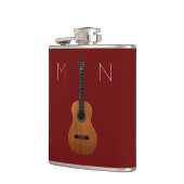 Musical Guitar Monogram Red, maatkolf Heupfles (Links)