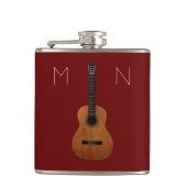 Musical Guitar Monogram Red, maatkolf Heupfles (Voorkant)