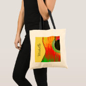 Musical Guitar Script Typography Red Yellow Tote Bag (Voorkant (product))