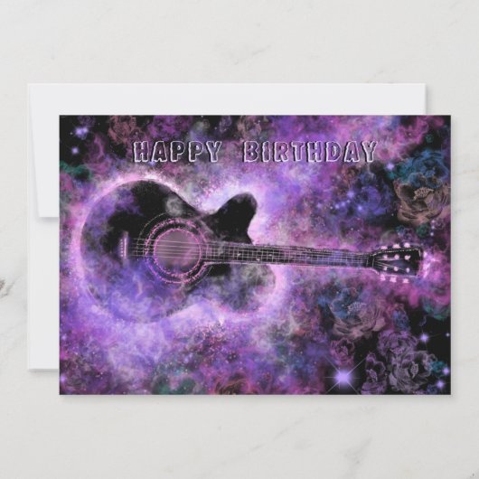 Musical Guitar Verjaardag Kaart (Achterkant)