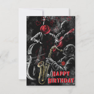 Musical Happy Birthday Kaart met Jazz Music Band