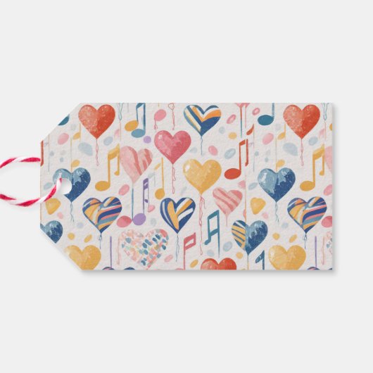 Musical harten cadeau labels cadeaulabel (Achterkant Horizontaal)