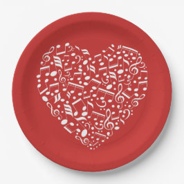 Musical Heart, aangepast kleurenpapier, borden Papieren Bordje