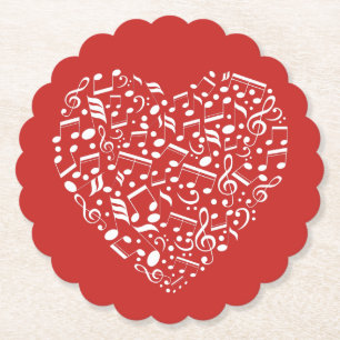 Musical Heart, aangepast kleurenpapier, onderzette Kartonnen Onderzetters