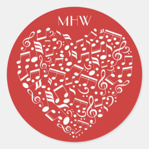 Musical Heart, aangepast monogram en sticker in kl