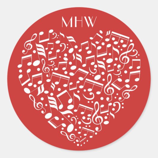 Musical Heart, aangepast monogram en sticker in kl (Voorkant)
