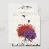 Musical Heart Leaf Red Tree Birds Wedding Kaart (Voorkant)