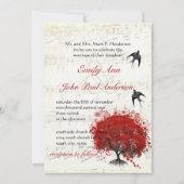 Musical Heart Leaf Red Tree  Birds Wedding Kaart (Voorkant)