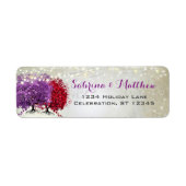 Musical Heart Leafed Tree Plum Return Address Etiket (Voorkant)