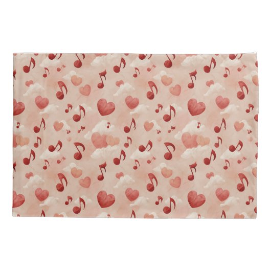 Musical Hearts and Clouds Valentines Pattern Kussensloop (Achterkant)