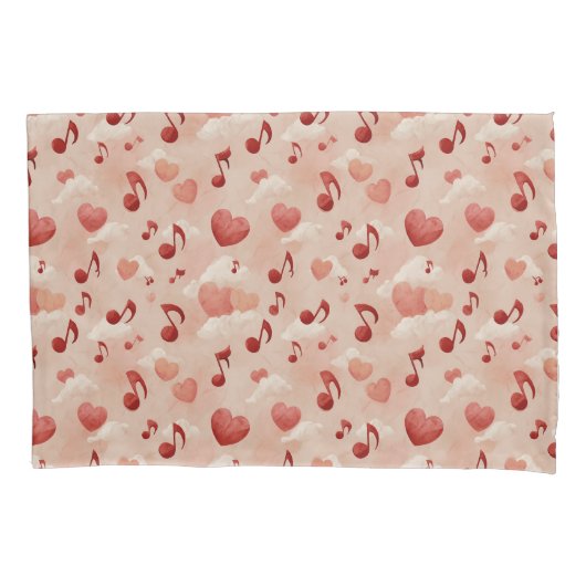 Musical Hearts and Clouds Valentines Pattern Kussensloop (Voorkant)