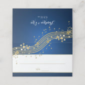 Musical Hearts Blauw en Goud Plaatskaartje (Buitenkant ongevouwen)