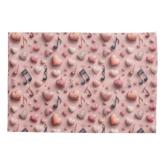 Musical Hearts Valentines Pattern Kussensloop (Achterkant)
