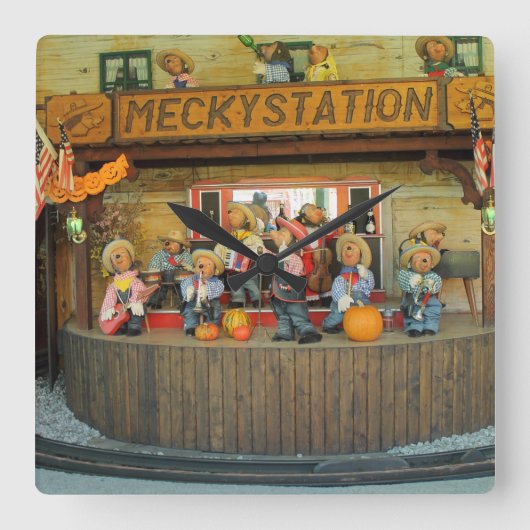 Musical Hedégs Cowboy Band Vierkante Klok (Voorkant)